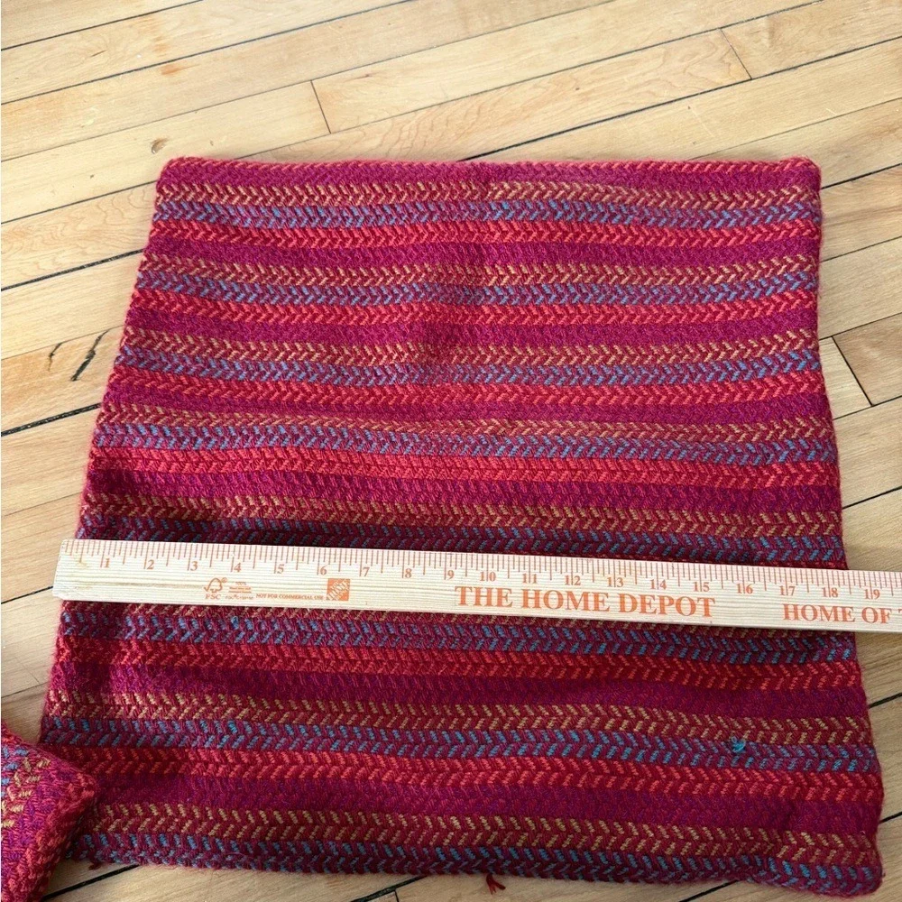 Crate & Barrel Quinn pillow set red‎ stripes